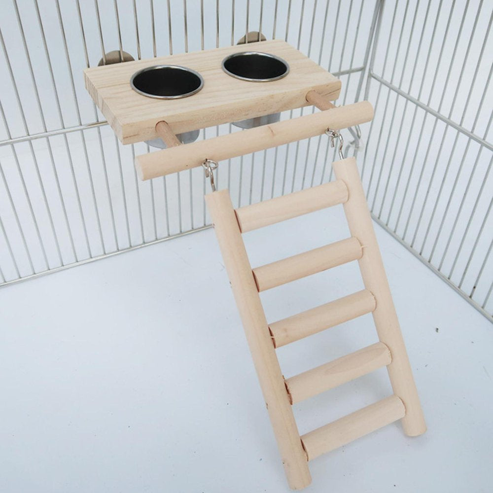 Parrot Playstand,Wooden Bird Playground Play Training Perch Platform Climbing Ladder Exercise Toy with 2 Feeder Cups for Parakeet Cockatiel Animals & Pet Supplies > Pet Supplies > Bird Supplies > Bird Gyms & Playstands FITYLE   
