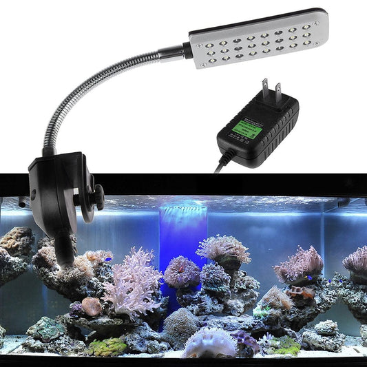 1.5W 24 LED Aquarium Clamp Light Fish Tank Lamp 2 Mode Blue and White US Plug Animals & Pet Supplies > Pet Supplies > Fish Supplies > Aquarium Lighting ELENXS   
