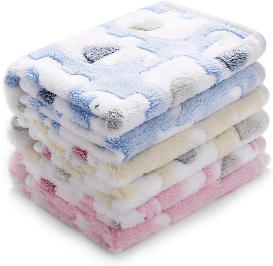 1 Pack 3 Blankets Super Soft Fluffy Premium Cute Elephant Pattern Pet Blanket Flannel Throw for Dog Puppy Cat Animals & Pet Supplies > Pet Supplies > Small Animal Supplies > Small Animal Bedding Luciphia Blue/Pink/Yellow Medium (Pack of 3) 