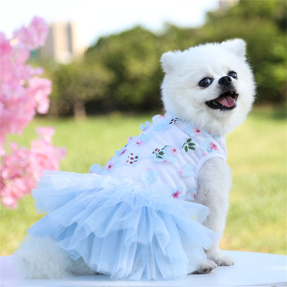 1 Pack Dog Dresses for Small Dogs, Summer Cute Tutu Princess Dress Pet Skirt Apparel Puppy Clothes Costume Peach Blossom Cat Dress Outfits for Yorkie Teacup Tiny Dog Chihuahua, White (XS) Animals & Pet Supplies > Pet Supplies > Cat Supplies > Cat Apparel WGR XS Blue 