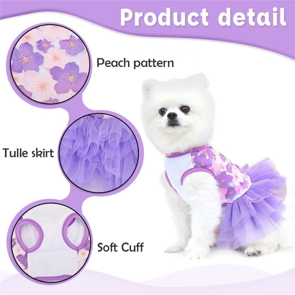 1 Pack Dog Dresses for Small Dogs, Summer Cute Tutu Princess Dress Pet Skirt Apparel Puppy Clothes Costume Peach Blossom Cat Dress Outfits for Yorkie Teacup Tiny Dog Chihuahua, White (XS) Animals & Pet Supplies > Pet Supplies > Cat Supplies > Cat Apparel WGR   