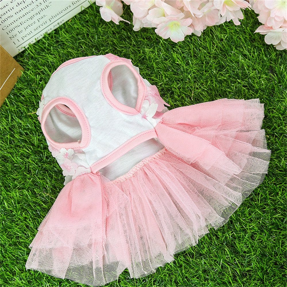 1 Pack Dog Dresses for Small Dogs, Summer Cute Tutu Princess Dress Pet Skirt Apparel Puppy Clothes Costume Peach Blossom Cat Dress Outfits for Yorkie Teacup Tiny Dog Chihuahua, White (XS) Animals & Pet Supplies > Pet Supplies > Cat Supplies > Cat Apparel WGR   