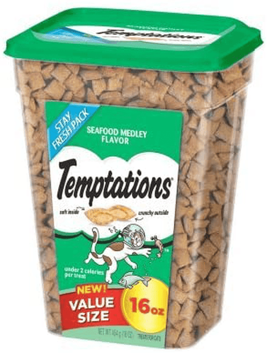 1 Pack of TEMPTATIONS Classic Treats for Cats Seafood Medley Flavor 16 Ounces Animals & Pet Supplies > Pet Supplies > Cat Supplies > Cat Treats Temptations   