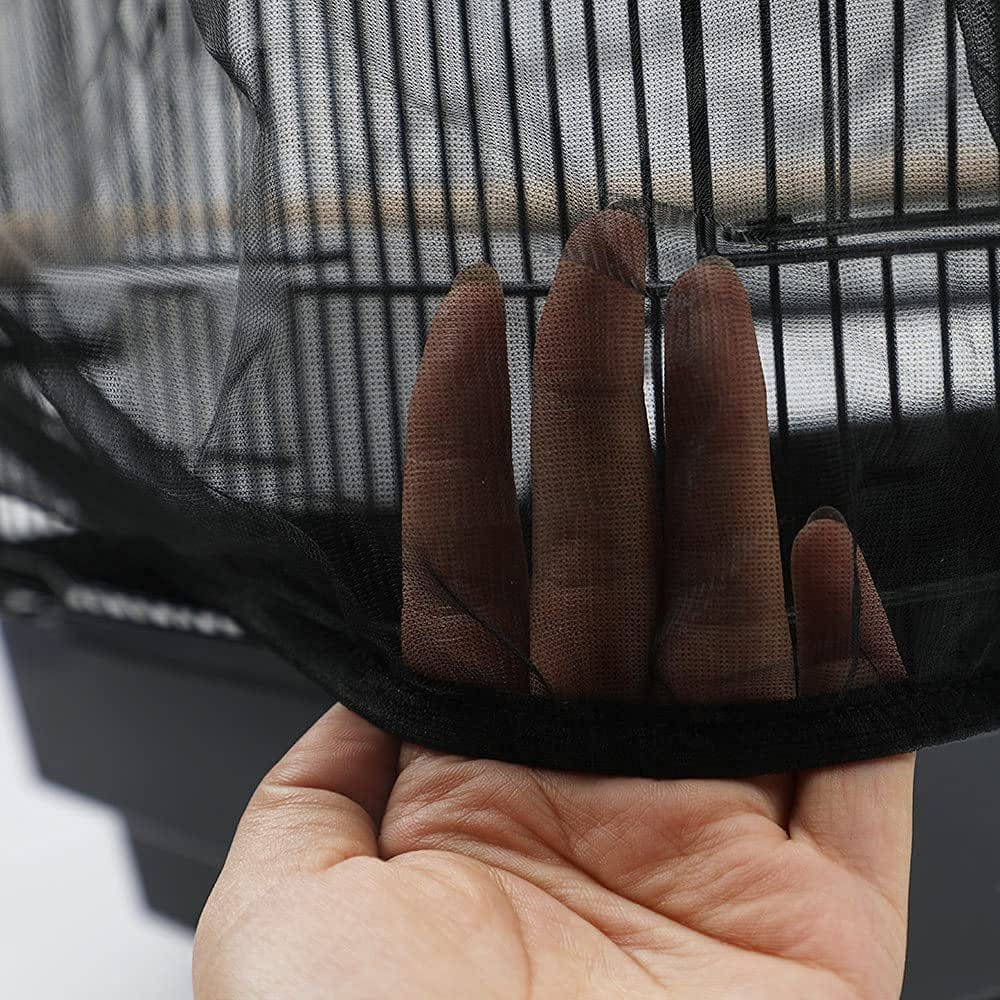 1 Pcs Bird Cage Cover Bird Cage Net Covers Adjustable Nylon Mesh Skirt Netting Accessories Black Animals & Pet Supplies > Pet Supplies > Bird Supplies > Bird Cage Accessories Laidan   