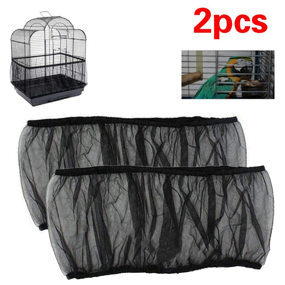 1 Pcs Bird Cage Cover Bird Cage Net Covers Adjustable Nylon Mesh Skirt Netting Accessories Black Animals & Pet Supplies > Pet Supplies > Bird Supplies > Bird Cage Accessories Laidan 100x35cm 2 