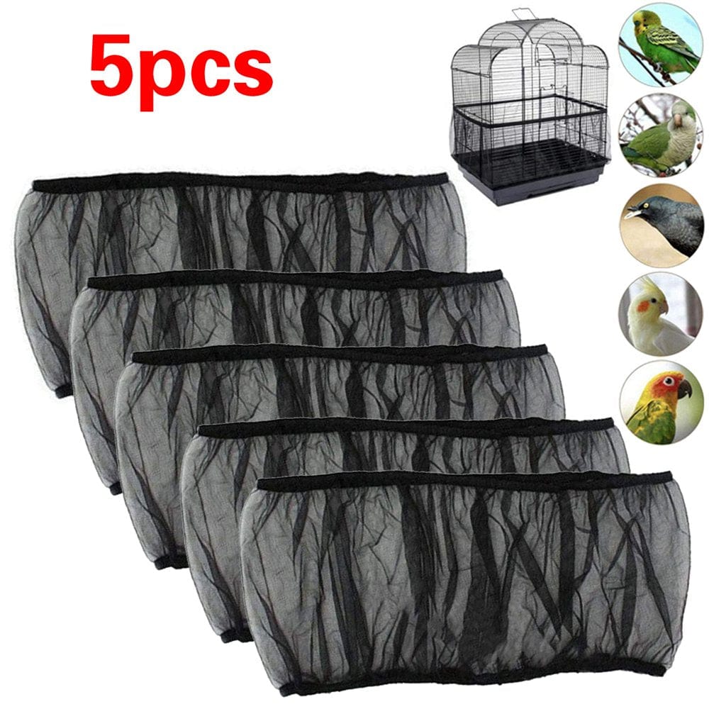 1 Pcs Bird Cage Cover Bird Cage Net Covers Adjustable Nylon Mesh Skirt Netting Accessories Black Animals & Pet Supplies > Pet Supplies > Bird Supplies > Bird Cage Accessories Laidan 100x35cm 5 