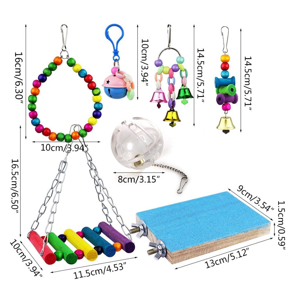 1 Set Bird Parrot Toys Swing Chewing Hanging Bell Rope Cage Hammock Bird Parakeet Cockatiels Perches for Play Gym Playgr Animals & Pet Supplies > Pet Supplies > Bird Supplies > Bird Gyms & Playstands WANGFUFU   