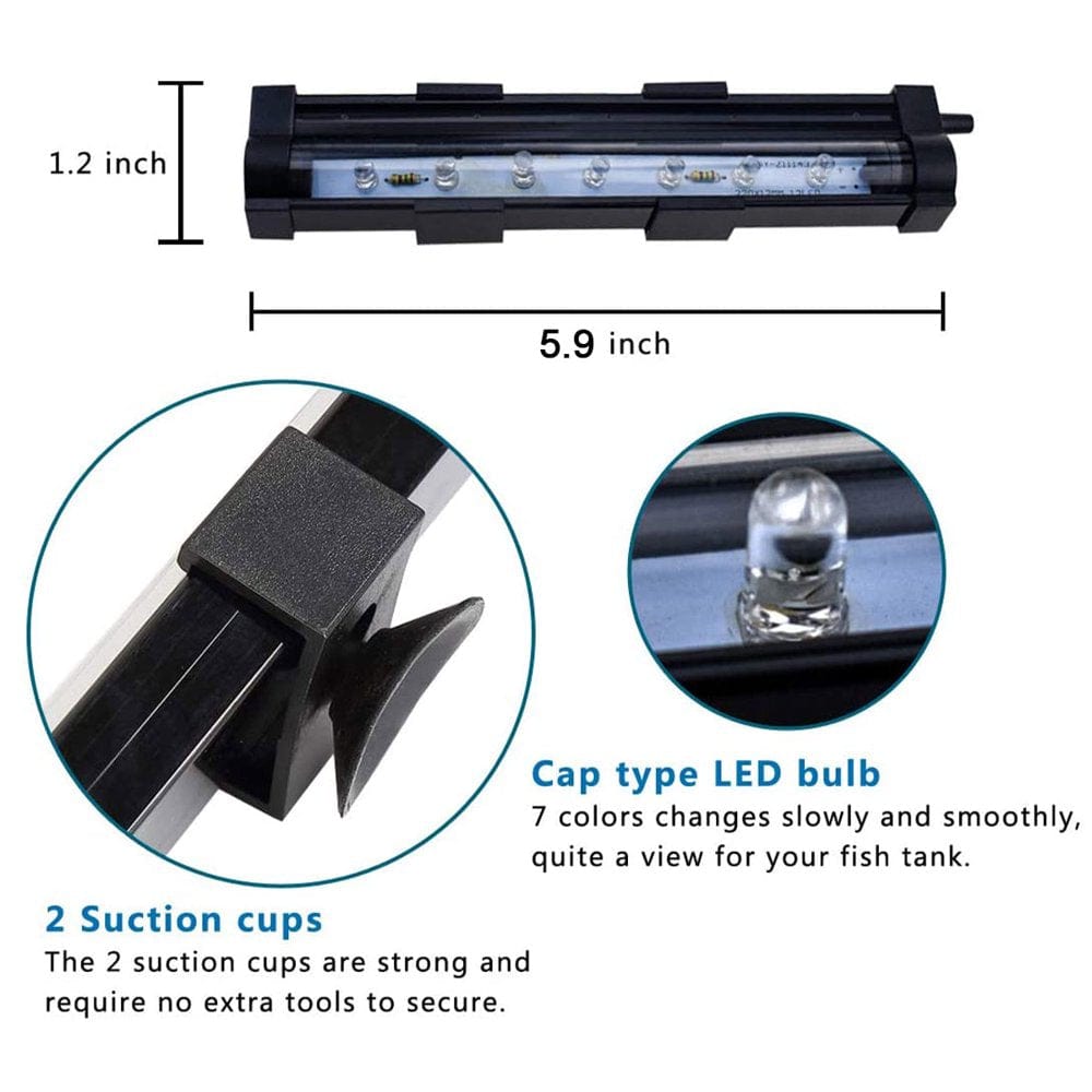 1 Watt Aquarium Air Stone with Automatic Color Changing LED Light, 5.9" Color Changing LED Fish Tank Submersible Light for Small Fish Tank Animals & Pet Supplies > Pet Supplies > Fish Supplies > Aquarium Lighting Syenll   