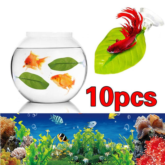 10 Pcs Fish Leaf Pad Betta Hammock for Betta Fish, Light and Realistic, Practical, Comfortable and Safe for Small Fish Tanks, Large Fish Tanks, Aquariums
