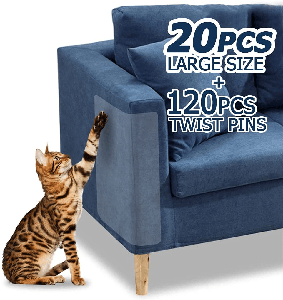 10 Pcs Furniture Protectors from Cats, Clear Self-Adhesive Cat Scratch Deterrent, Couch Protector 4 Pack X-Large (18"L 12"W) + 4 Pack Large (18"L 9"W) + 2 Pack (18"L 6"W) Cat Repellent for Furniture, Animals & Pet Supplies > Pet Supplies > Cat Supplies > Cat Furniture FTSTC 20PCS for fabric, leather, etc.(for all sofas)  