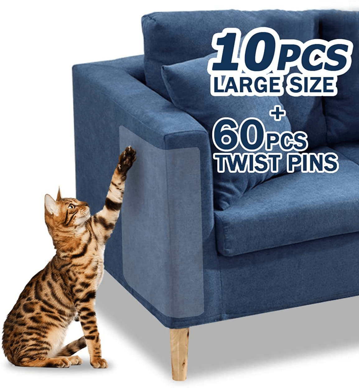 10 Pcs Furniture Protectors from Cats, Clear Self-Adhesive Cat Scratch Deterrent, Couch Protector 4 Pack X-Large (18"L 12"W) + 4 Pack Large (18"L 9"W) + 2 Pack (18"L 6"W) Cat Repellent for Furniture, Animals & Pet Supplies > Pet Supplies > Cat Supplies > Cat Furniture FTSTC 10PCS for fabric, leather, etc.(for all sofas)  