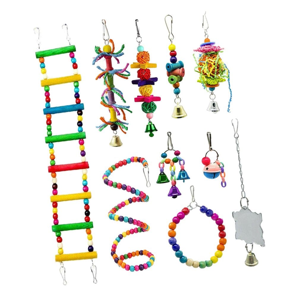 10 Pieces Bird Budgie Cage Swing Chewing Toys.Standing Hanging Perch Hammock Climbing Ladder Parrot Cage Parakeets, Parrots,Lovebirds Animals & Pet Supplies > Pet Supplies > Bird Supplies > Bird Ladders & Perches Menolana   