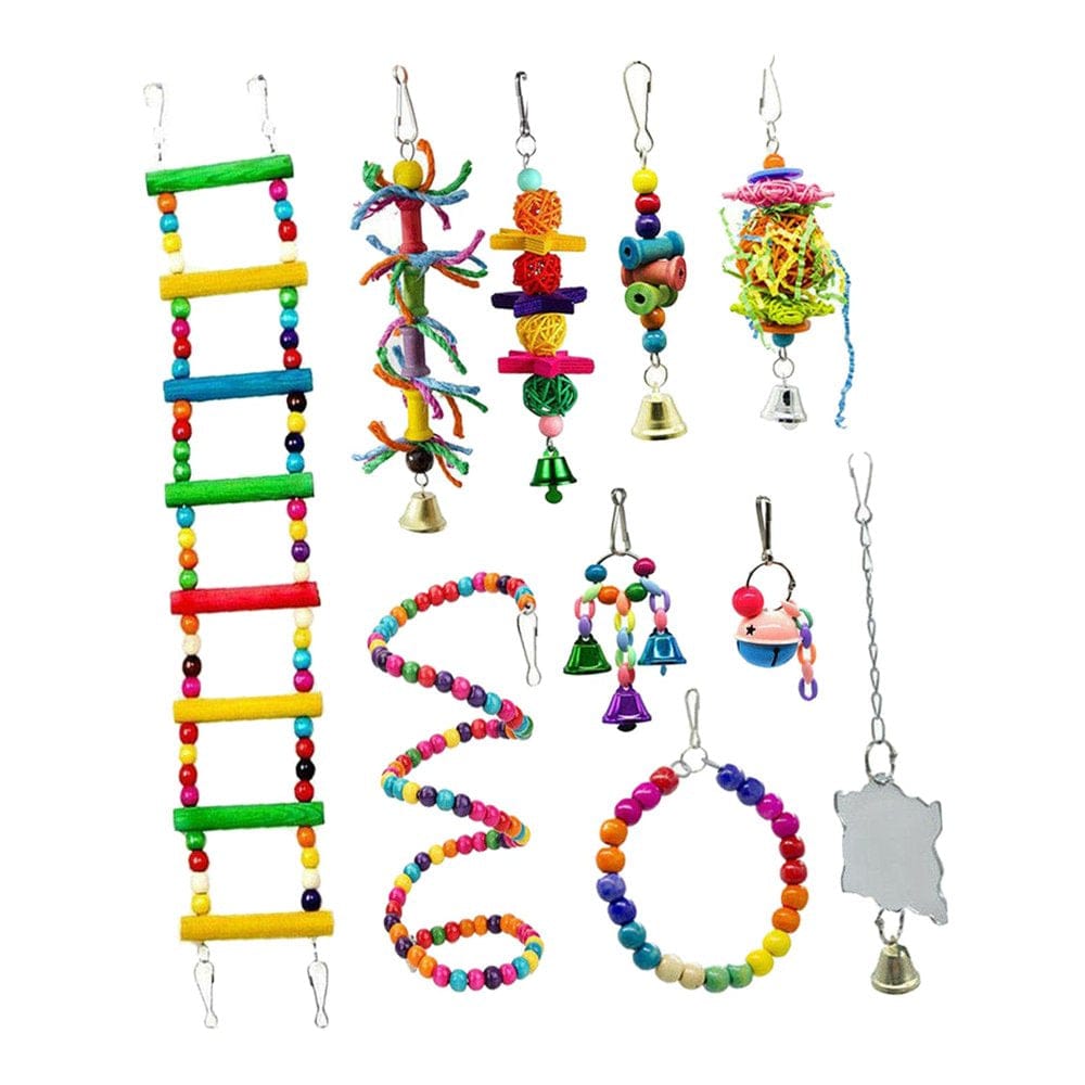 10 Pieces Bird Budgie Cage Swing Chewing Toys.Standing Hanging Perch Hammock Climbing Ladder Parrot Cage Parakeets, Parrots,Lovebirds Animals & Pet Supplies > Pet Supplies > Bird Supplies > Bird Ladders & Perches Menolana   