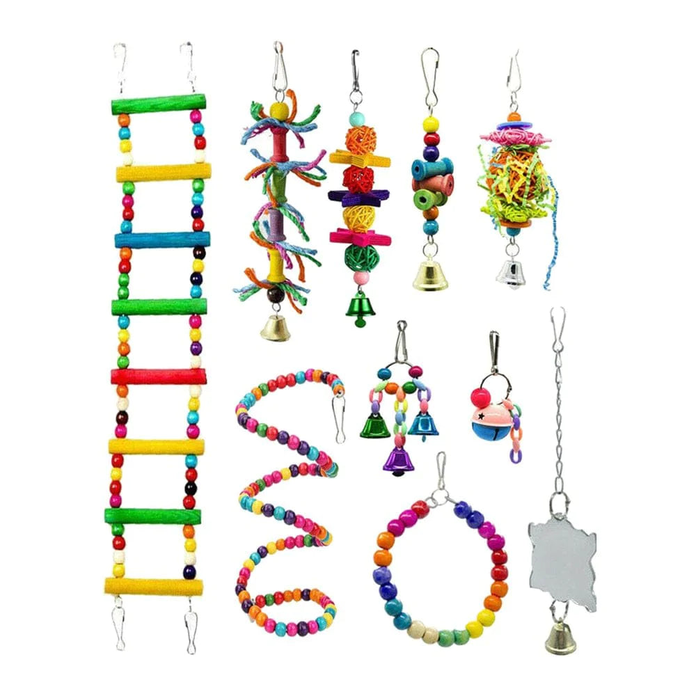 10 Pieces Bird Budgie Cage Swing Chewing Toys.Standing Hanging Perch Hammock Climbing Ladder Parrot Cage Parakeets, Parrots,Lovebirds Animals & Pet Supplies > Pet Supplies > Bird Supplies > Bird Ladders & Perches Menolana   