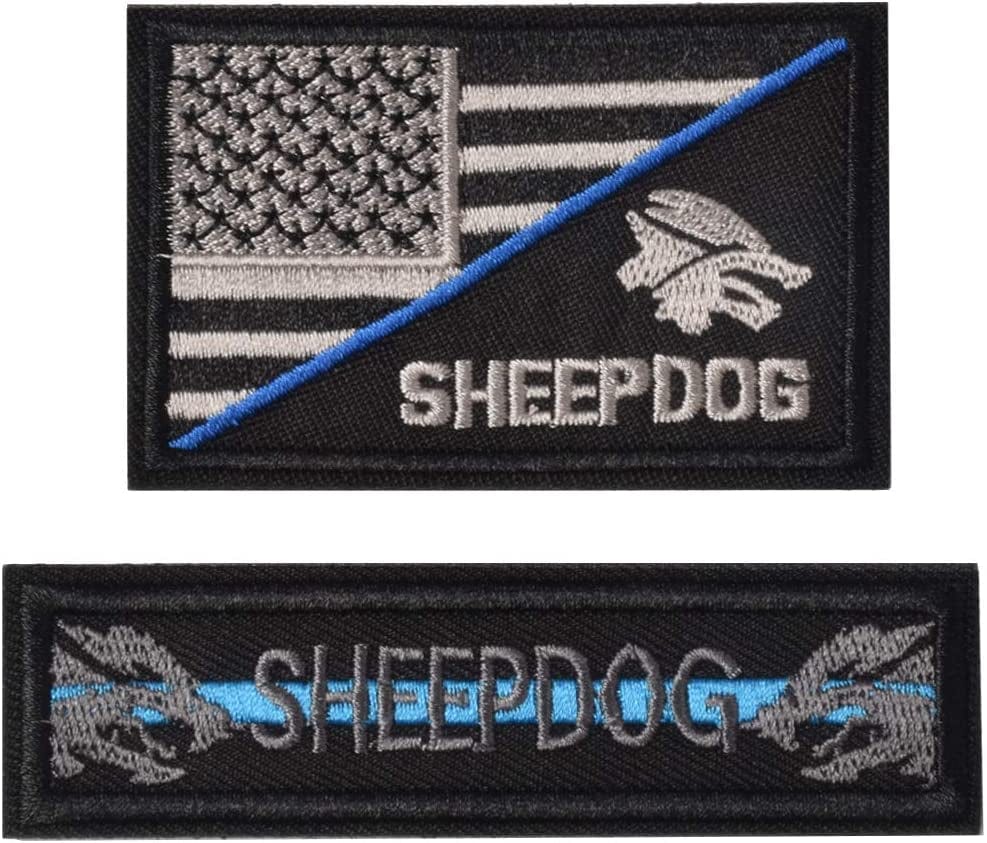 10 Pieces Service Dog K9 Please Don'T Pet Me in Training No Touch Full Embroidered Badge Emblem Patch for Service Dogs Harness Vest Clothes Animals & Pet Supplies > Pet Supplies > Dog Supplies > Dog Apparel J.CARP Sheepdog, Thin Blue  