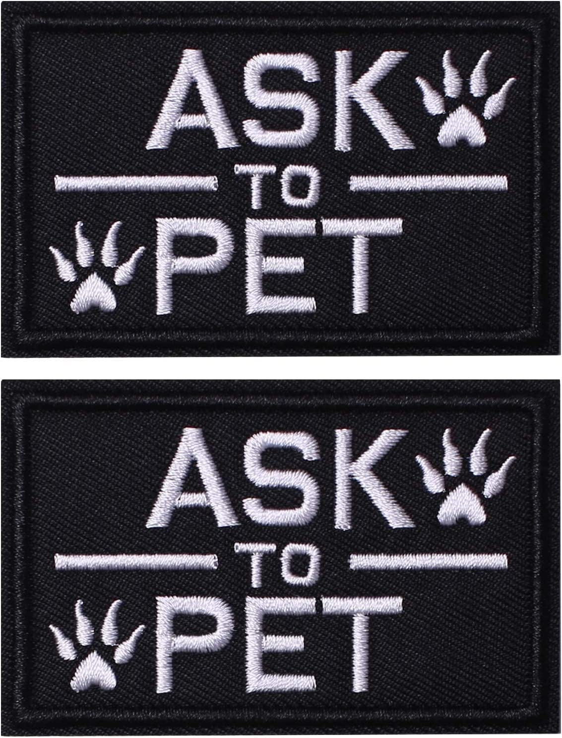 10 Pieces Service Dog K9 Please Don'T Pet Me in Training No Touch Full Embroidered Badge Emblem Patch for Service Dogs Harness Vest Clothes Animals & Pet Supplies > Pet Supplies > Dog Supplies > Dog Apparel J.CARP Ask to Pet, Black  