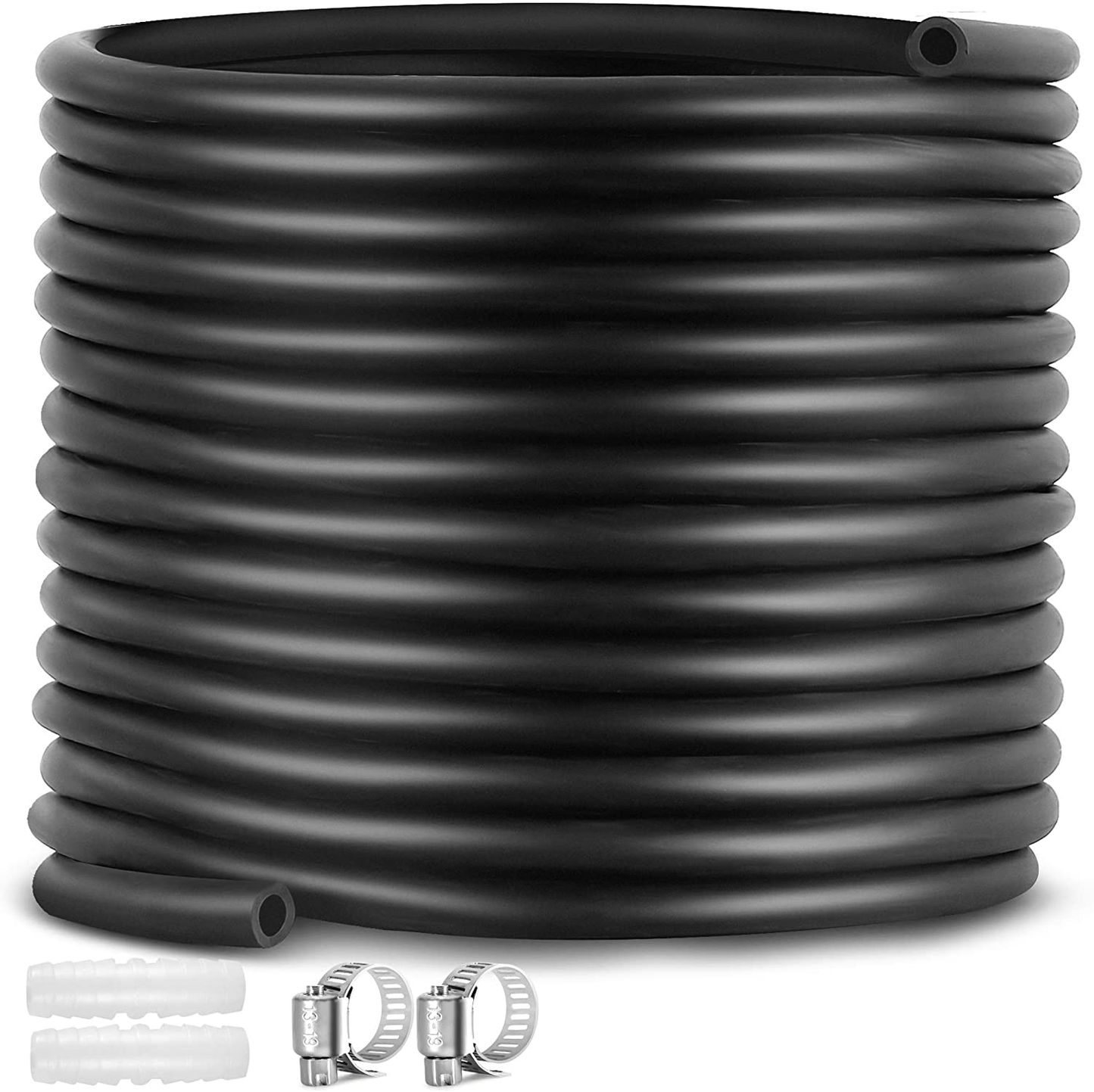 100 Feet ⅜ Inch Self Sinking Aeration Hose with Two Stainless Steel Hose Clamps and Two Menders for Easy Installation - Contractor Grade Weighted Air Line Tubing for Pond Water Lake Plumbing Animals & Pet Supplies > Pet Supplies > Fish Supplies > Aquarium & Pond Tubing LOSTRONAUT   