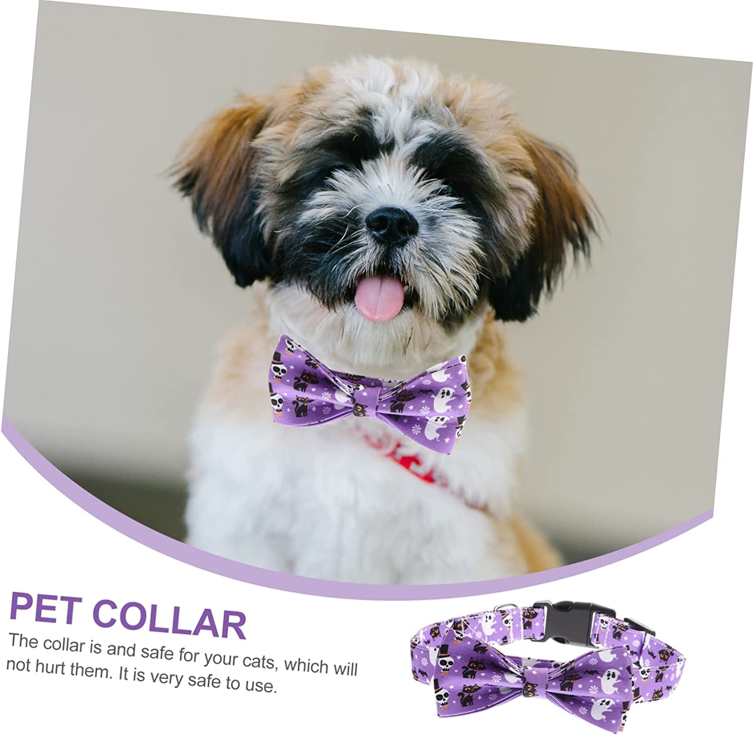 Generic 4Pcs Cat Decor Themed Collar Neckwear Pets Medium Collars Bowtie Bow Cats Fancy Designed Halloween Dog Photo for Removable Pet Comfortable Cute Decorative Adjustable Ties Purple Animals & Pet Supplies > Pet Supplies > Dog Supplies > Dog Apparel generic   