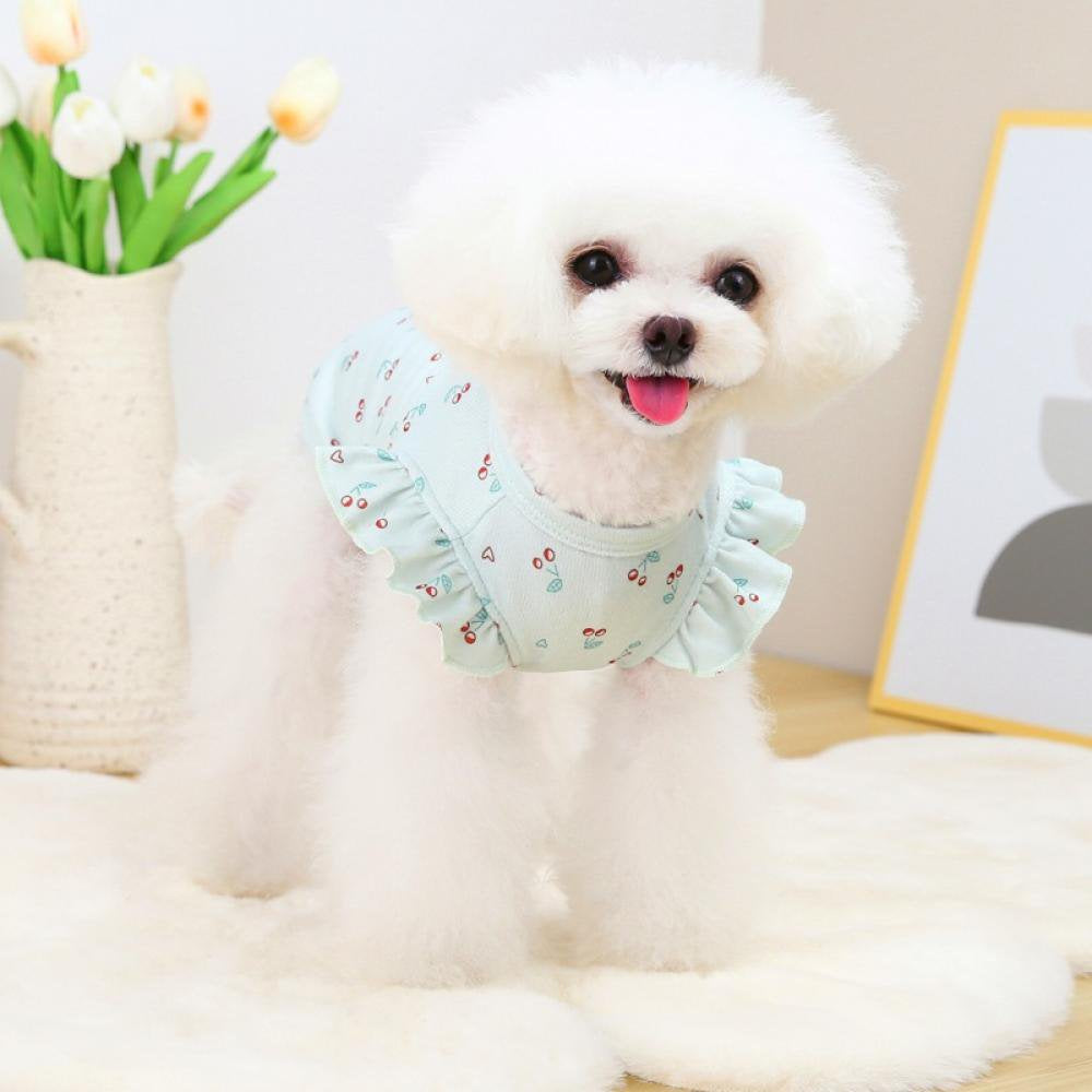 Monfince Dog Ruffle Shirt for Small Medium Large Dogs Boy Girl Cherry Puppy Shirts Apparel Cat Outfit for Chihuahua, White, L Animals & Pet Supplies > Pet Supplies > Cat Supplies > Cat Apparel Monfince   