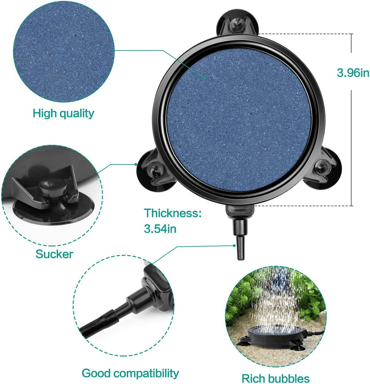 101 PCS 4 Inch Air Stone Disc Bubble Diffuser with Sucker, 52 Ft Silicone Airline Tubing with Air Pump Accessories, 4 Control Valve,4 Check Valves, 12 Suction Cups for Hydroponics Aquarium Fish Tank Animals & Pet Supplies > Pet Supplies > Fish Supplies > Aquarium Air Stones & Diffusers ToyBasics   