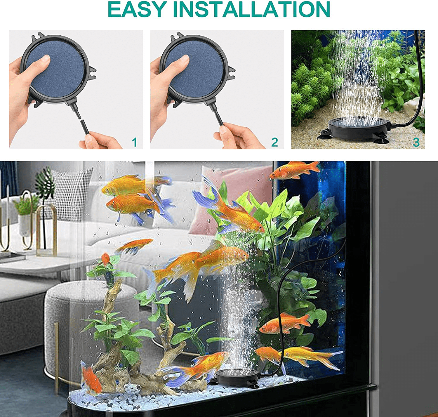 101 PCS 4 Inch Air Stone Disc Bubble Diffuser with Sucker, 52 Ft Silicone Airline Tubing with Air Pump Accessories, 4 Control Valve,4 Check Valves, 12 Suction Cups for Hydroponics Aquarium Fish Tank Animals & Pet Supplies > Pet Supplies > Fish Supplies > Aquarium Air Stones & Diffusers ToyBasics   