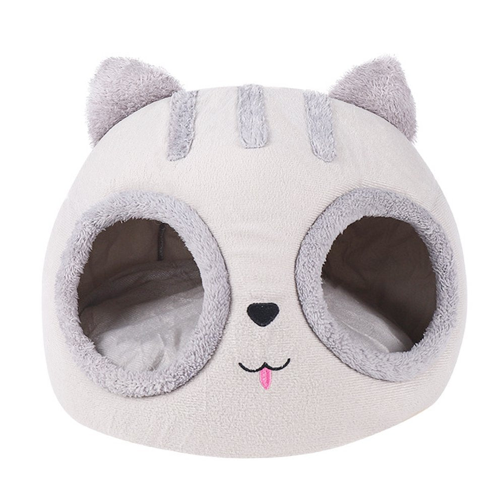 Tiyuyo Cat Head Shaped Washable Kitty Beds Indoor Detachable Semi-Closed Pet House Animals & Pet Supplies > Pet Supplies > Cat Supplies > Cat Beds tiyuyo   