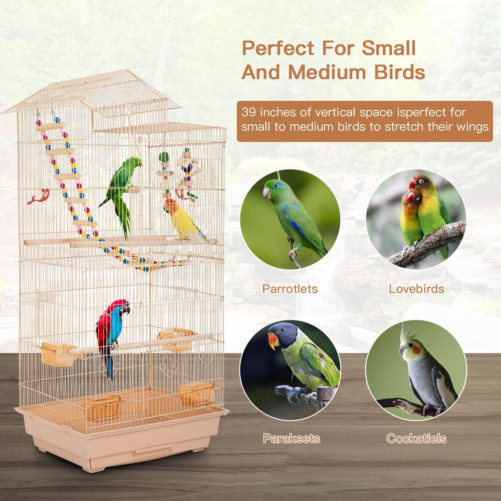 Bestpet 39-Inch Roof Top Large Flight Parrot Bird Cage Accessories，Almond Animals & Pet Supplies > Pet Supplies > Bird Supplies > Bird Cage Accessories BestPet   