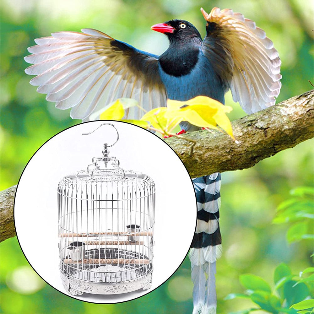 Miumaoev Large Stainless Steel Parakeet Bird Cage, 15.74 Inch Height Hanging Parrot Bird Cages with Stand for Cockatiels African Grey Quaker Parakeets Conures Pigeons Flight Perches Bird Cage Animals & Pet Supplies > Pet Supplies > Bird Supplies > Bird Cages & Stands Miumaeov   