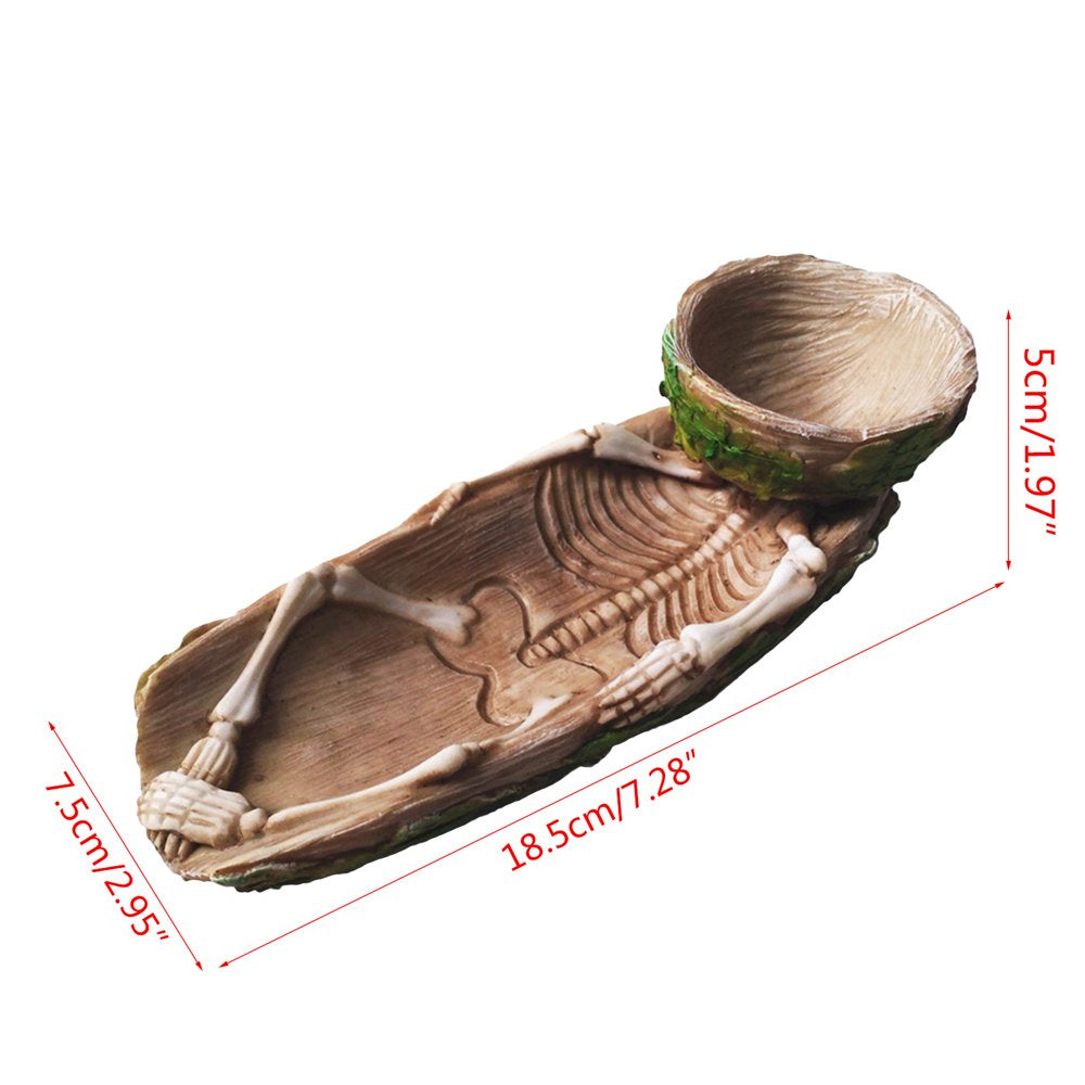 Skeleton Reptile Food Bowl Amphibian Pet Bearded Dragon Cage Rock Decoration Water Injection Humidification Function Animals & Pet Supplies > Pet Supplies > Reptile & Amphibian Supplies > Reptile & Amphibian Food VHUNT   