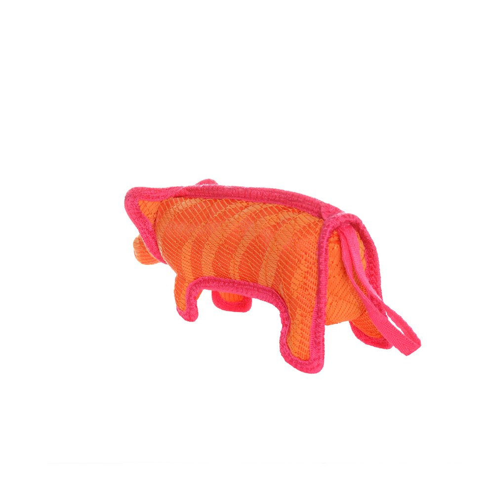 Duraforce Durable Woven Fiber Pig Dog Toy with Squeaker, Orange