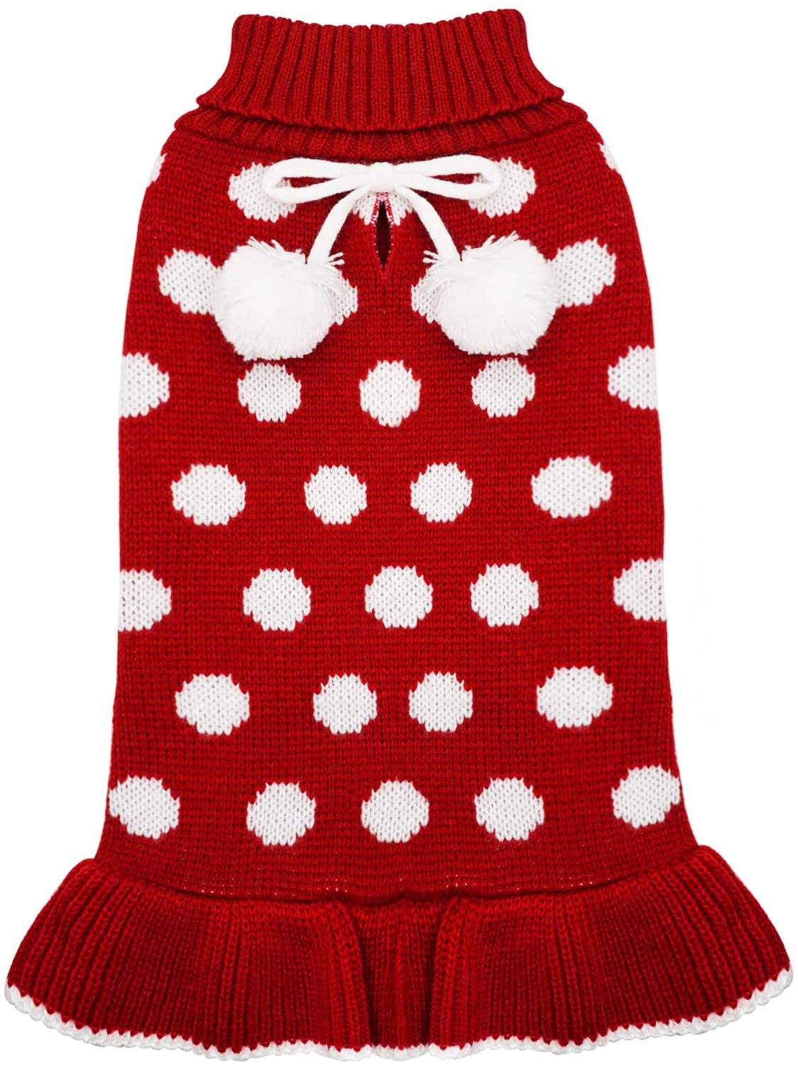 KYEESE Dog Sweaters with Leash Hole for Small Dogs Turtleneck Dog Sweater Dress Polka Dot Knit Pullover Doggie Sweater Warm Pet Sweater Animals & Pet Supplies > Pet Supplies > Dog Supplies > Dog Apparel kyeese 2# Polkadot (Red) Small (Pack of 1) 