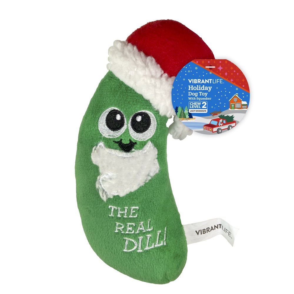 Vibrant Life Holiday Pickle Dog Toy with Squeaker for Light to Moderate Chewing Animals & Pet Supplies > Pet Supplies > Dog Supplies > Dog Toys Vibrant Life   