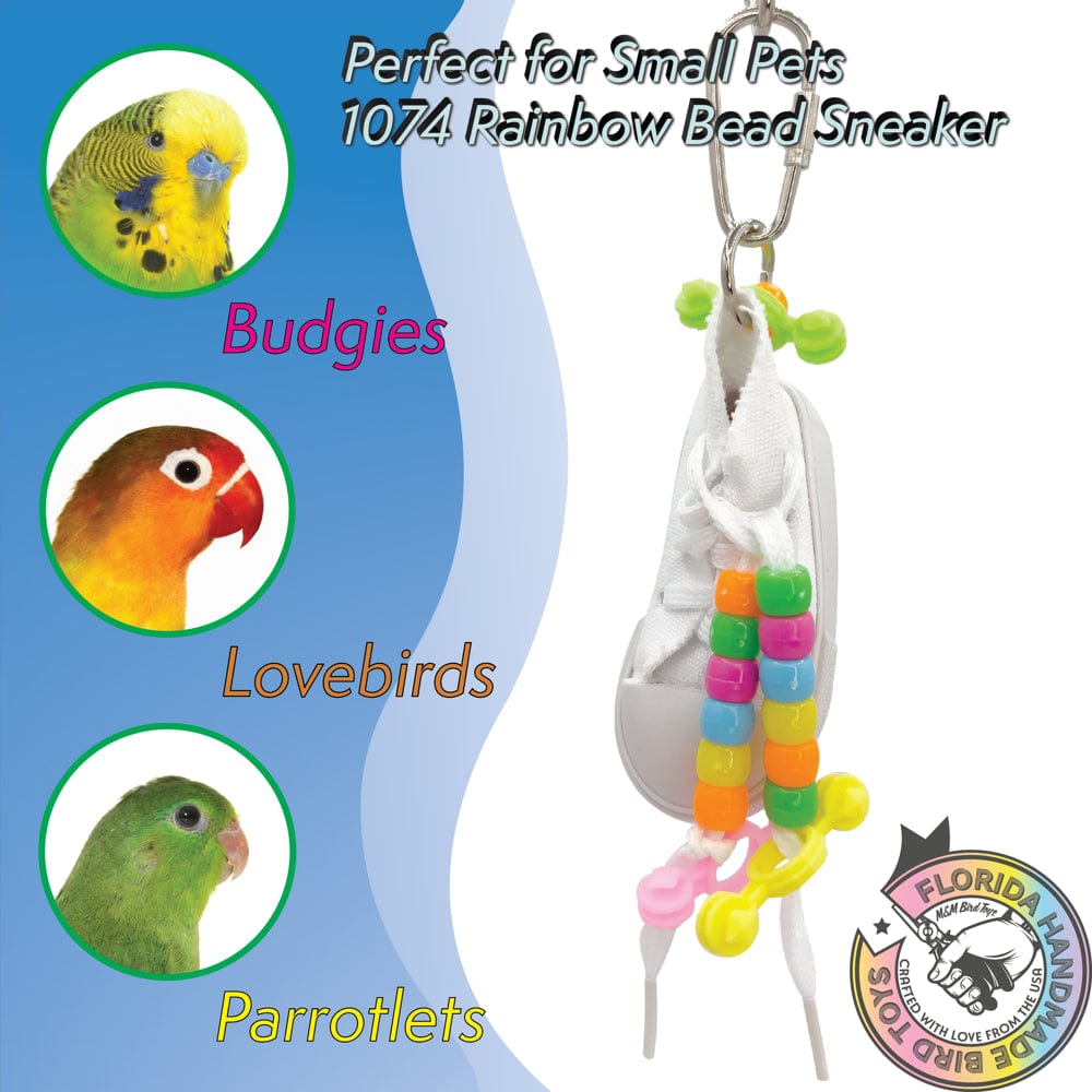 1074 Rainbow Bead Sneaker Mandarin Bird Toys by M&M Animals & Pet Supplies > Pet Supplies > Bird Supplies > Bird Gyms & Playstands M&M Bird Toys   