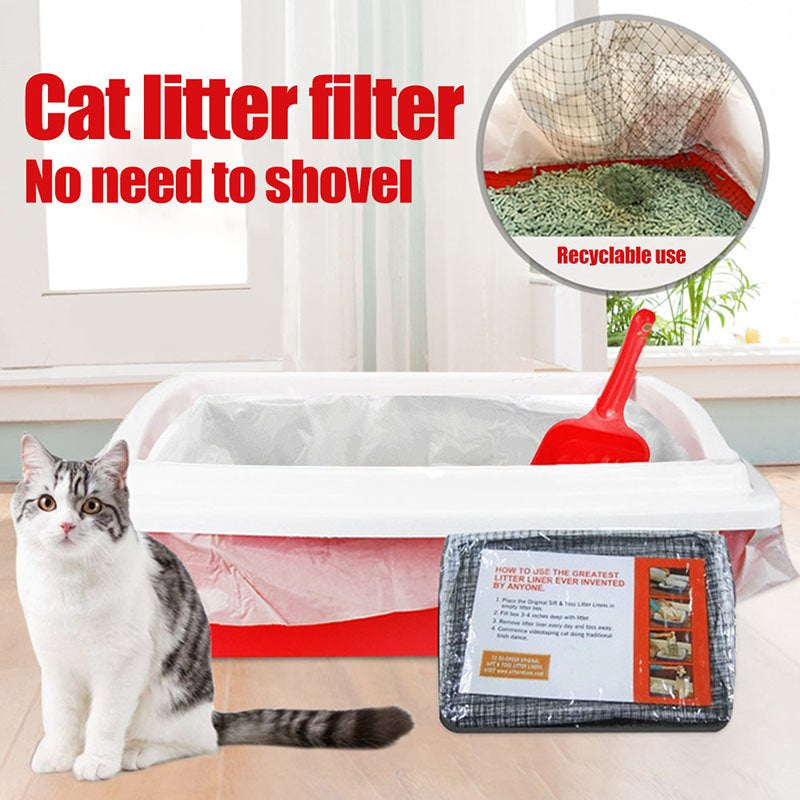 Alexsix 10 Pcs Reusable Cat Feces Filter Net Cats Sifting Litter Tray Liners Elastic Litter Box Liners