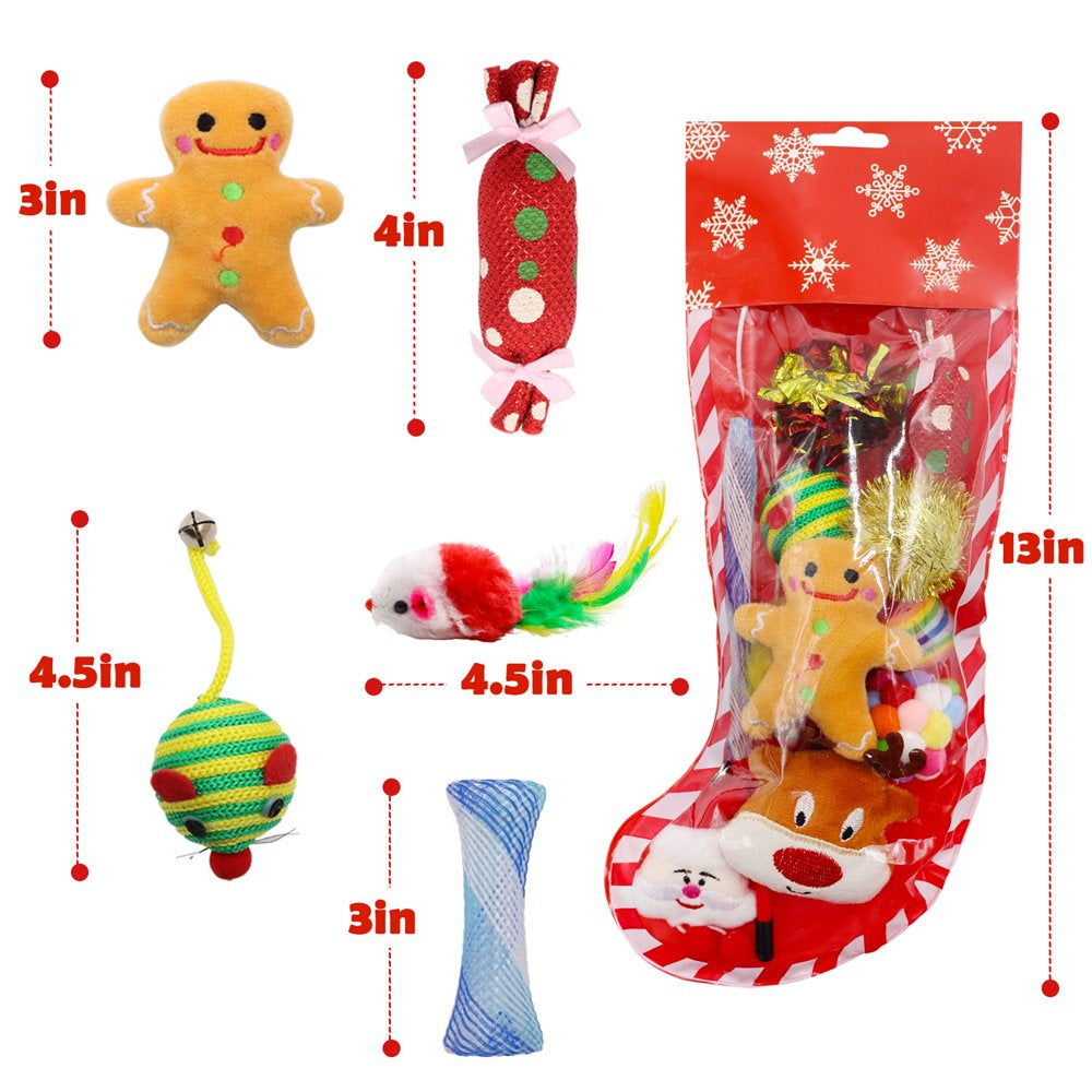 Christmas Stocking Cat Toys, 12PCS Xmas Cat Toy Set with Mouse, Squeaky Toys, Balls, Cat Teaser, Indoor Interactive Cat Gift Animals & Pet Supplies > Pet Supplies > Cat Supplies > Cat Toys ANHERUI   