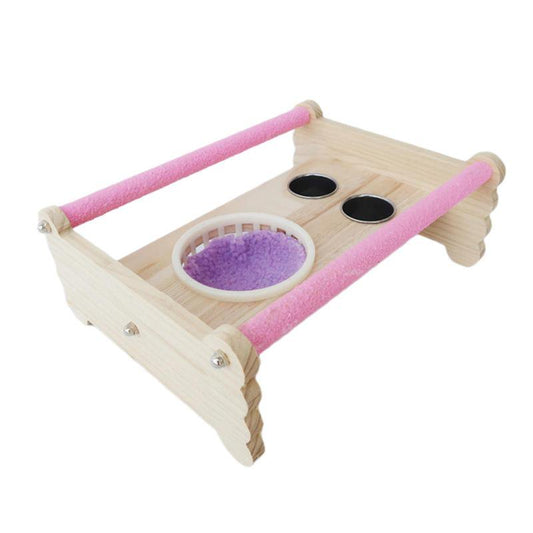 Parrot Perch Stand Wooden Birds Play Stand Tabletop W/ Food Water Bowl Birdcage Bed for Macaw Budgies Cockatiels Cockatoos Animals & Pet Supplies > Pet Supplies > Bird Supplies > Bird Cages & Stands Magideal Pink  
