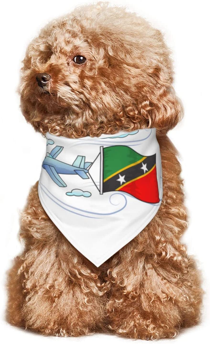 Airplane with Flag St Kitts Pet Dog and Cat Decorative Triangle Scarf,Dog Bandana,Breathable and Stain Resistant. Animals & Pet Supplies > Pet Supplies > Dog Supplies > Dog Apparel ZALTAS   