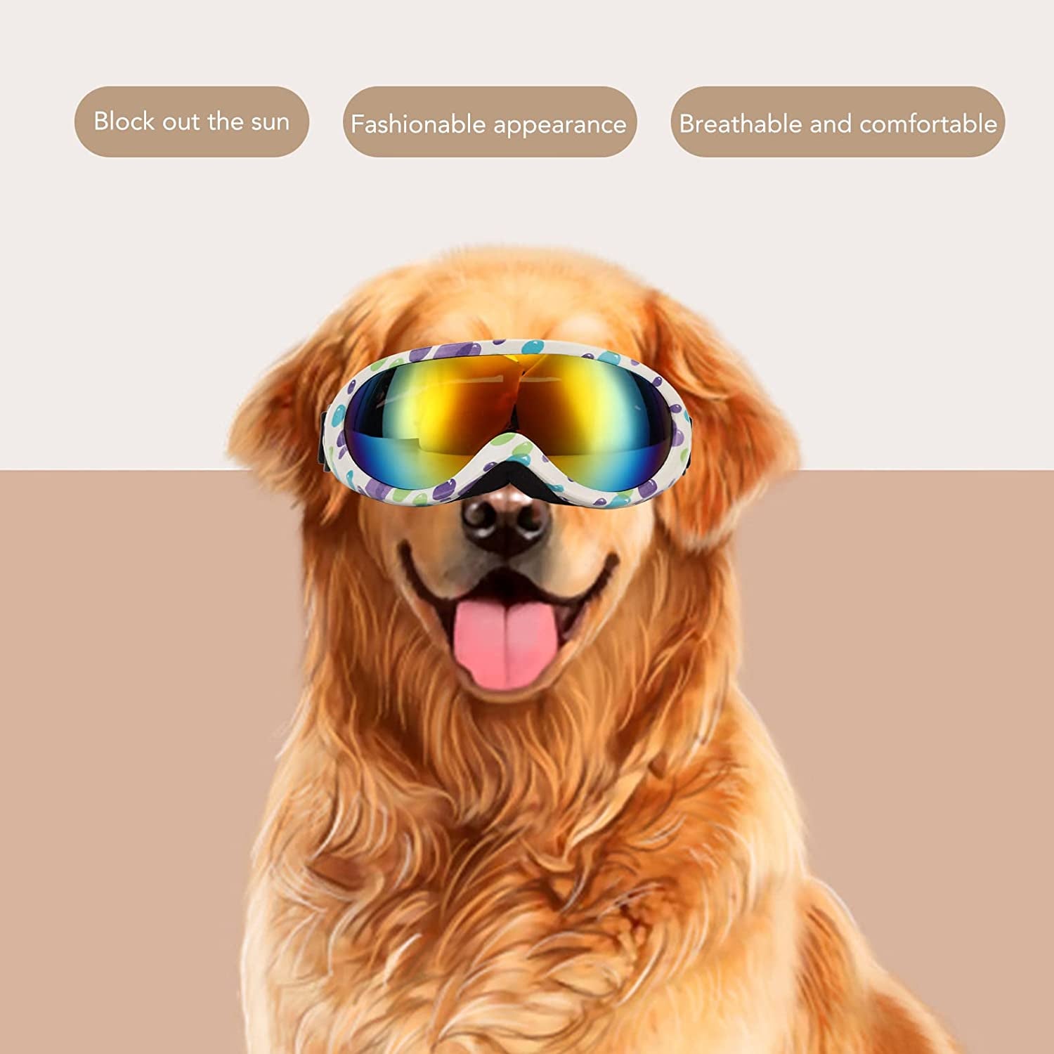 Dog Sunglasses, Dog Goggles Pet Glasses Eye UV Protection Winproof for Dogs Eyes Protection Red Lens (Pink Blue Frame) Animals & Pet Supplies > Pet Supplies > Dog Supplies > Dog Apparel RiToEasysports   