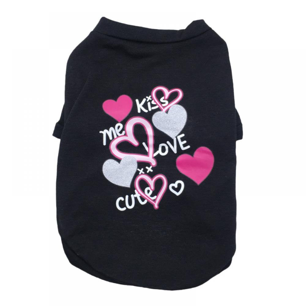 Pet Breathable Shirts Printed Puppy Shirts Pet Sweatshirt Cute Dog Apparel Puppy Dog Clothes Soft T-Shirt for Pet Dogs and Cats Animals & Pet Supplies > Pet Supplies > Cat Supplies > Cat Apparel Slopehill S Black 