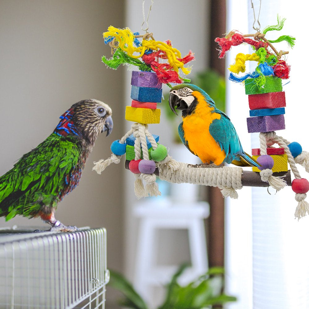 Standing Stand Bird Toy Bird Chewing Swing Toy Stand Hanging Bird Perch Toys for Cockatiel Parrot Animals & Pet Supplies > Pet Supplies > Bird Supplies > Bird Toys Atralife   