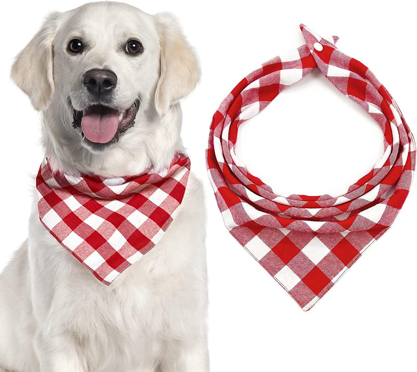 Christmas Plaid Dog Bandana with Button, Birthday Dual Layer Scarf Soft Cotton Triangle Bib Girls and Boys Kerchief Adjustable Accessories for Small Medium Large Extra Large Dog Puppy Pet Cat Animals & Pet Supplies > Pet Supplies > Dog Supplies > Dog Apparel C.C Xavier Pink Medium 