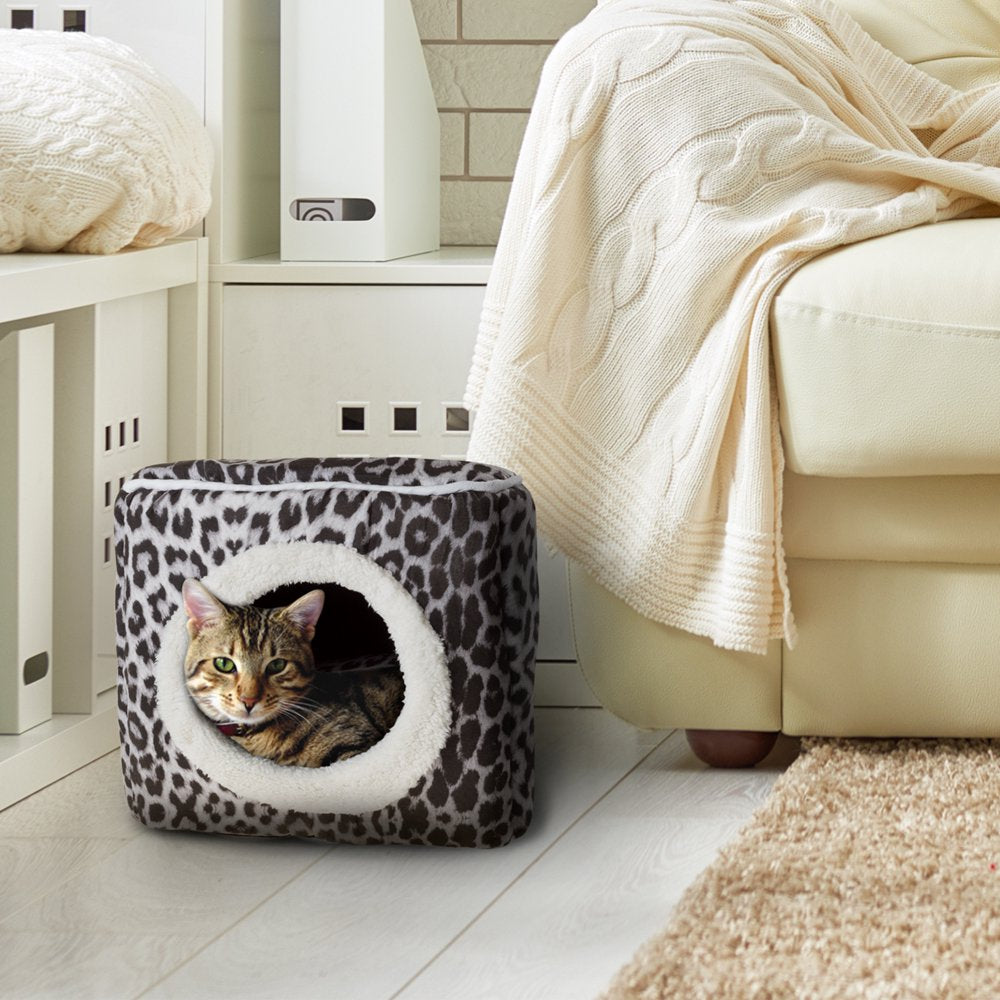 PETMAKER Covered Pet Cat Bed, Gray, Black Animal Print Animals & Pet Supplies > Pet Supplies > Cat Supplies > Cat Beds Trademark Global Gray/Black Animal Print  