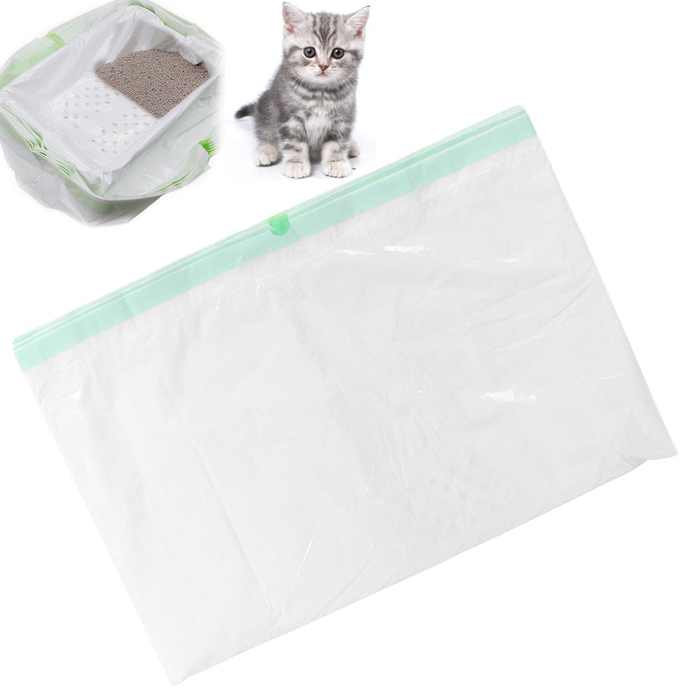 Garbage Bag, Litter Box Liners 7Pcs Convenient with Drawstring Handle Leaking Hole for Change Cat Litter S