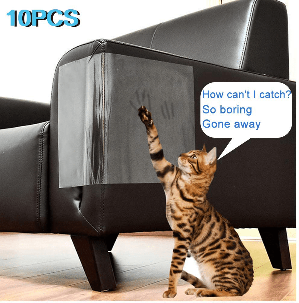 10Pack Cat Scratcher, Cat Scratch Deterrent Tape, Cat Repellent for Furniture, Cat Couch Protector, Cat Scratching Pad, Cat Training Tape, Protector for Couch, Carpet, Doors, Pet & Kid Safe