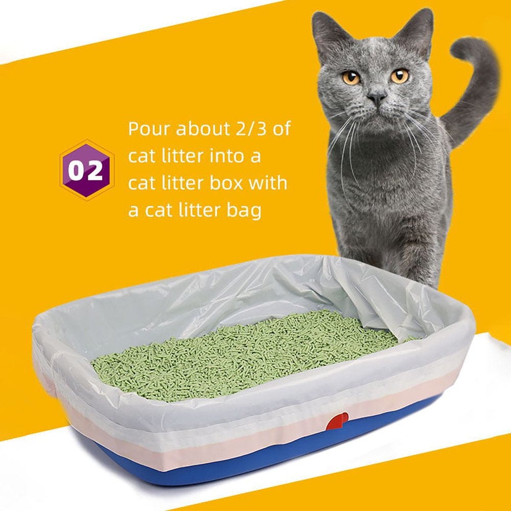 10Pcs Cat Litter Box Liner Smooth Drawstring Bag Leakproof Extra Large Universal