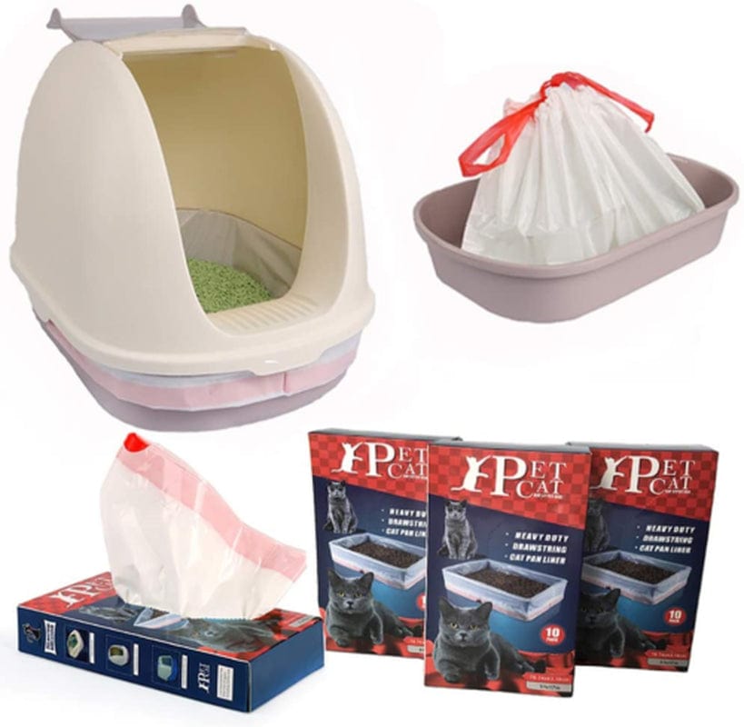 10Pcs Cat Litter Box Liners with Drawstrings Scratch Resistant Litter Bags