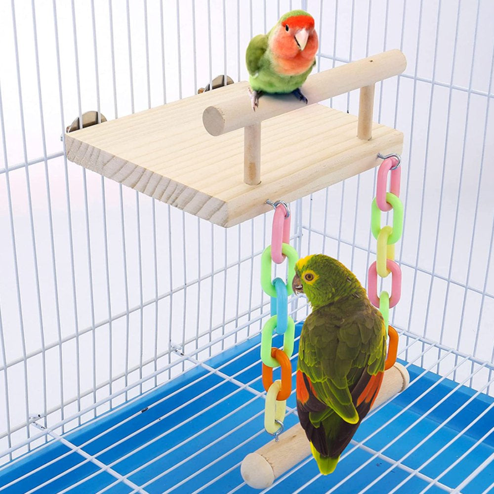 Bird Perch Stand Toy Wood Parrot Play Gym Stands Pet Training Playstand