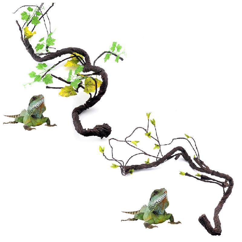 OOKWE Jungle Vines Branches Flexible Pet Habitat Decor Accessories Reptile Leave Plastic Climbing Plants for Frogs Turtles Animals & Pet Supplies > Pet Supplies > Small Animal Supplies > Small Animal Habitat Accessories OOKWE   