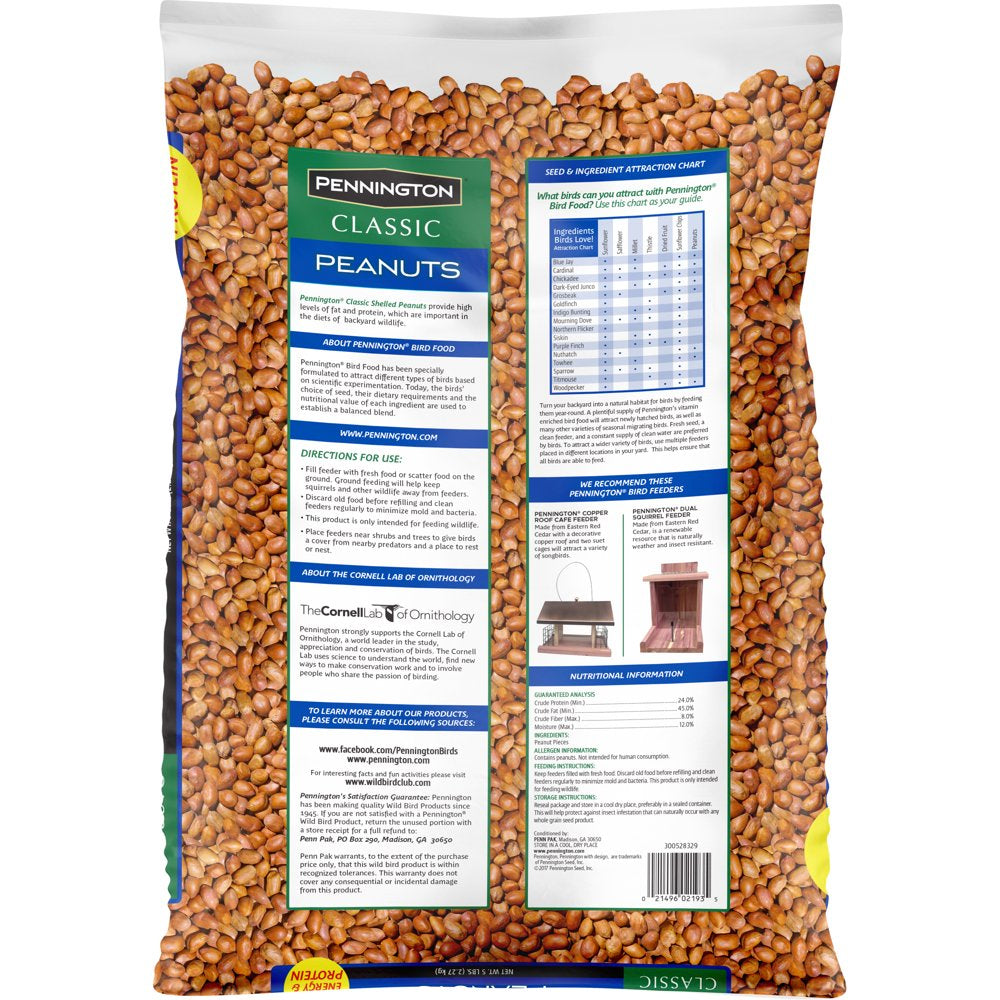 Pennington Shelled Peanuts Wildlife and Wild Bird Food, 5 Lb. Bag Animals & Pet Supplies > Pet Supplies > Bird Supplies > Bird Food CENTRAL GARDEN & PET COMPANY   