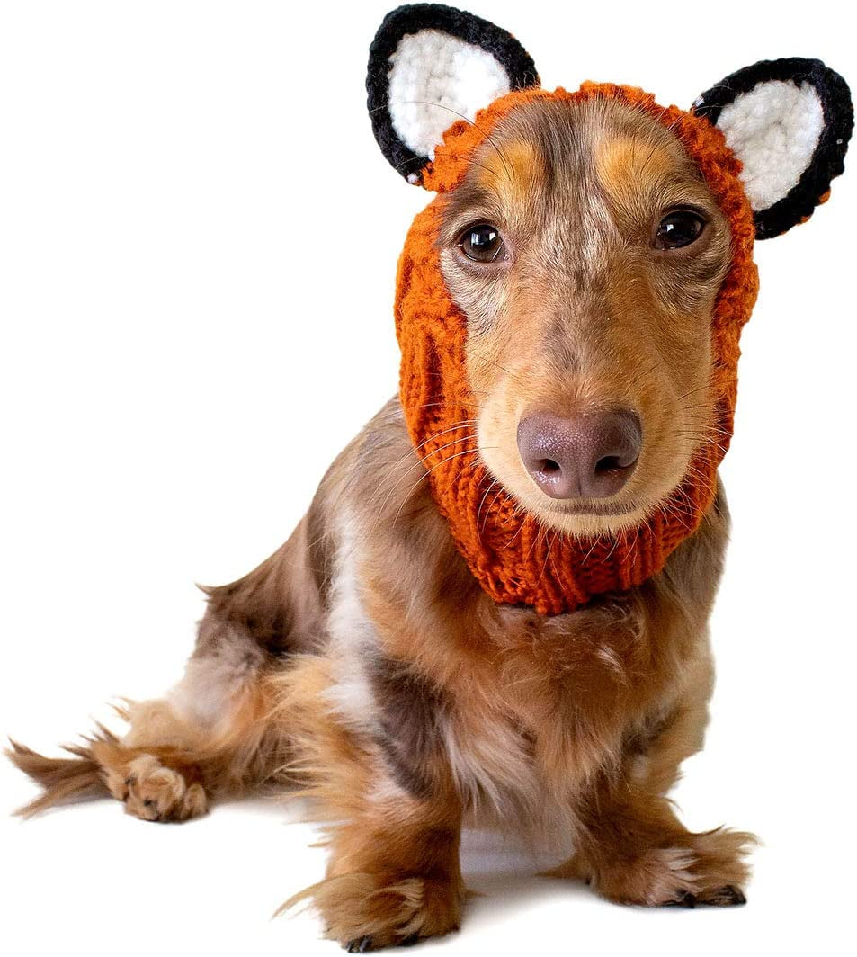 Zoo Snoods Fox Costume for Dogs, Large - Warm No Flap Ear Wrap Hood for Pets, Dog Outfit with Ears for Winters, Halloween, Christmas & New Year, Soft Yarn Ear Covers Animals & Pet Supplies > Pet Supplies > Dog Supplies > Dog Apparel Zoo Snoods 1 Small 